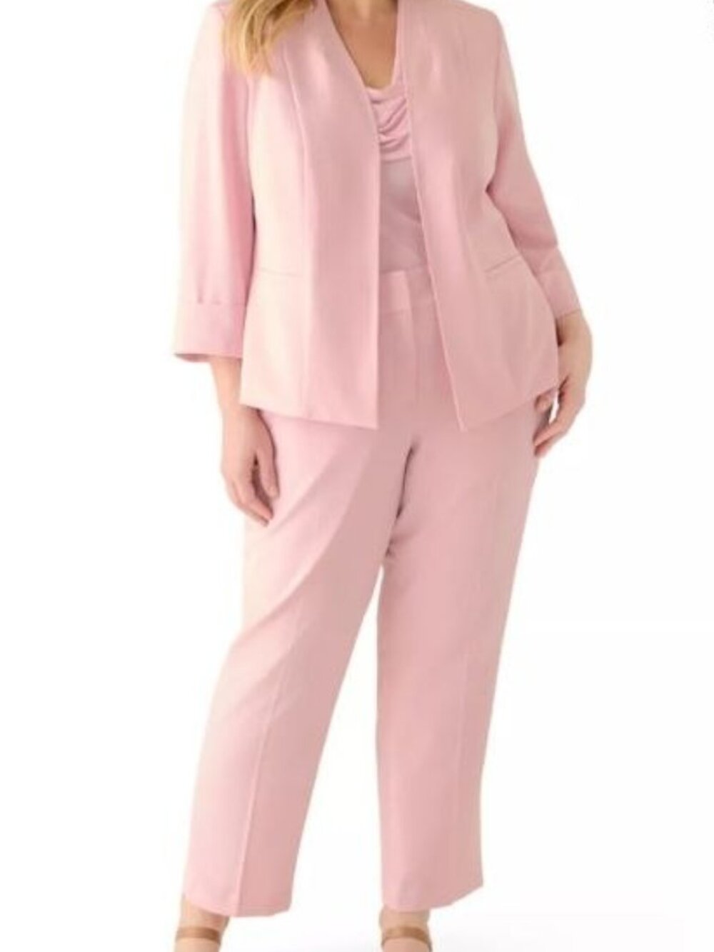 $89 Kasper Plus Size Julia Stretch Crepe Slim Leg Pants Tutu Pink Size 18W